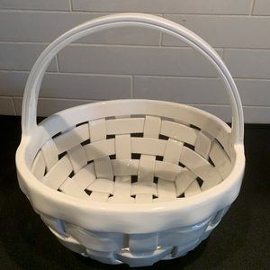 Vintage Porcelain Woven Basket, Made in Italy, Stamped y Artist